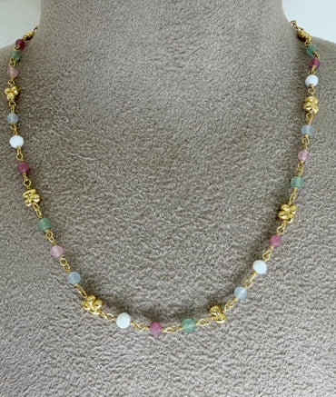 24ct Plated Multi-Stone Dainty Necklace