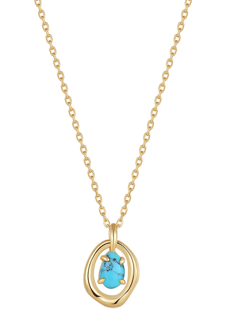 Ania Haie Gold Turquoise Wave Circle Pendant