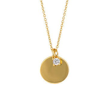 Diamonfire Gold Plated Disc & CZ Pendant