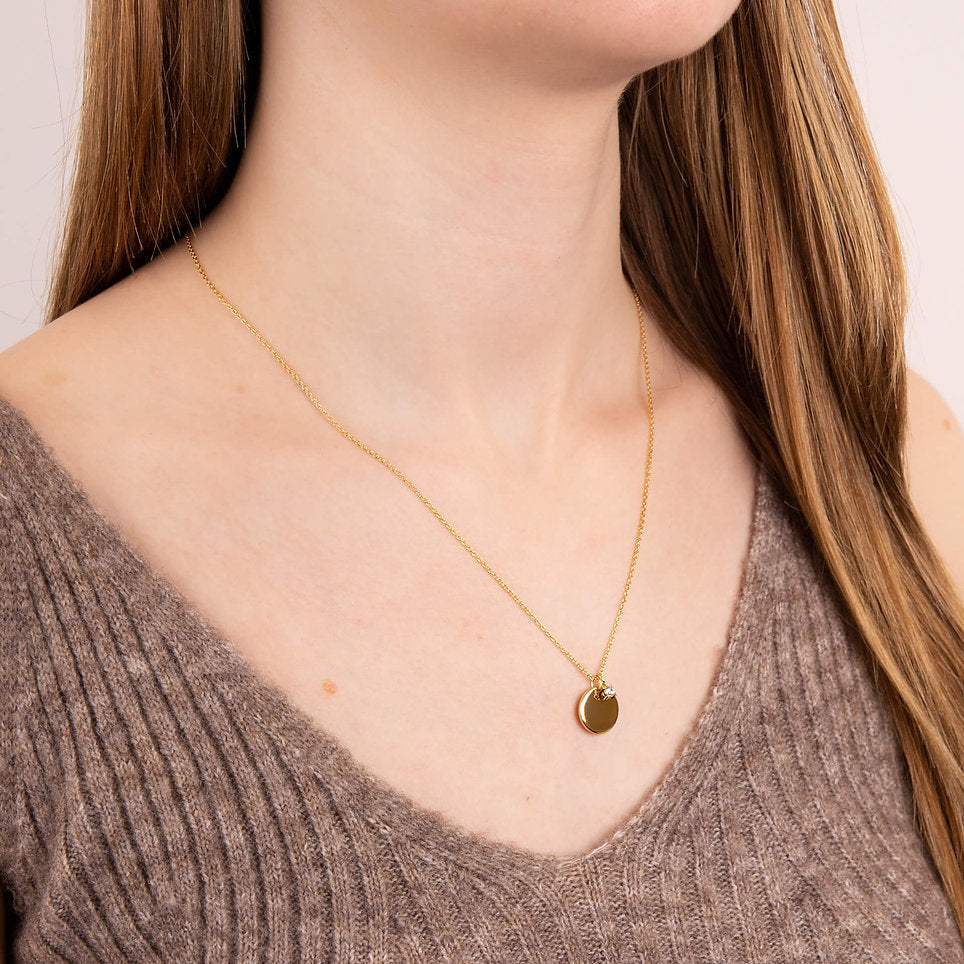 Diamonfire Gold Plated Disc & CZ Pendant