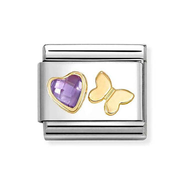 Nomination Purple Heart and Butterfly Composable Link
