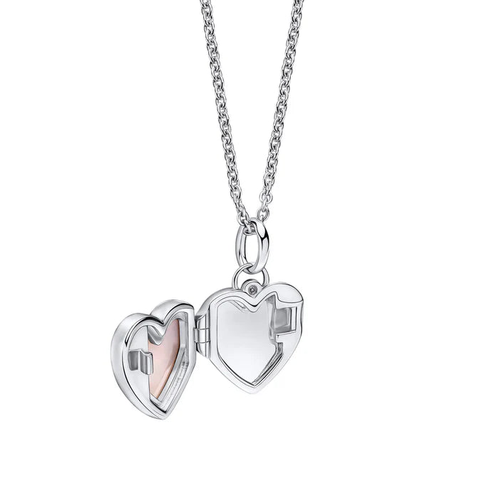 D For Diamond Mother of Pearl Heart Locket