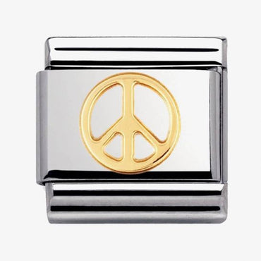 Nomination Gold Peace Sign Composable Link