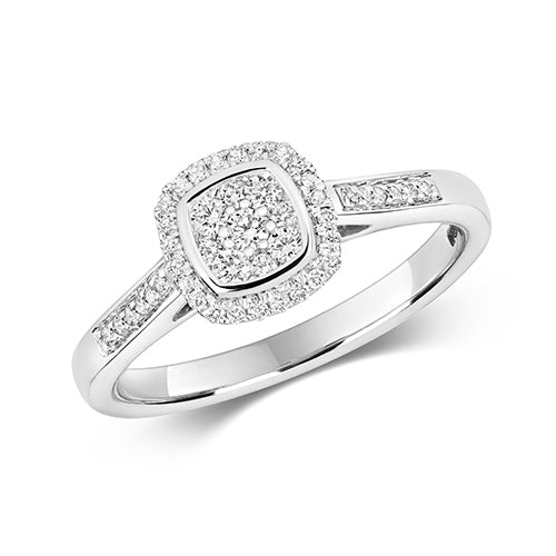 9ct White Gold Diamond Ring