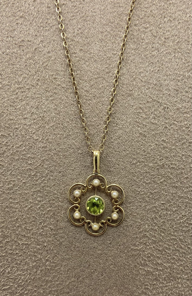 Edwardian Peridot and Pearl Pendant