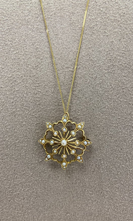 Vintage 15ct Seed Pearl Pendant/Brooch