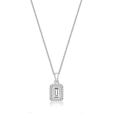 Silver & Co Emerald Cut CZ Pendant