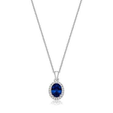Silver & Co Oval Blue CZ Pendant