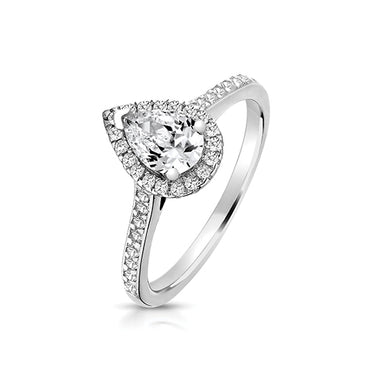 Silver Cubic Zirconia Pear-Shape Ring