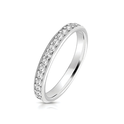 Silver Cubic Zirconia 1/2 Eternity Ring