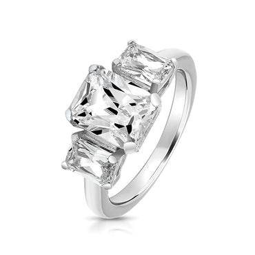 Silver & Co. Silver CZ Emerald Cut Ring