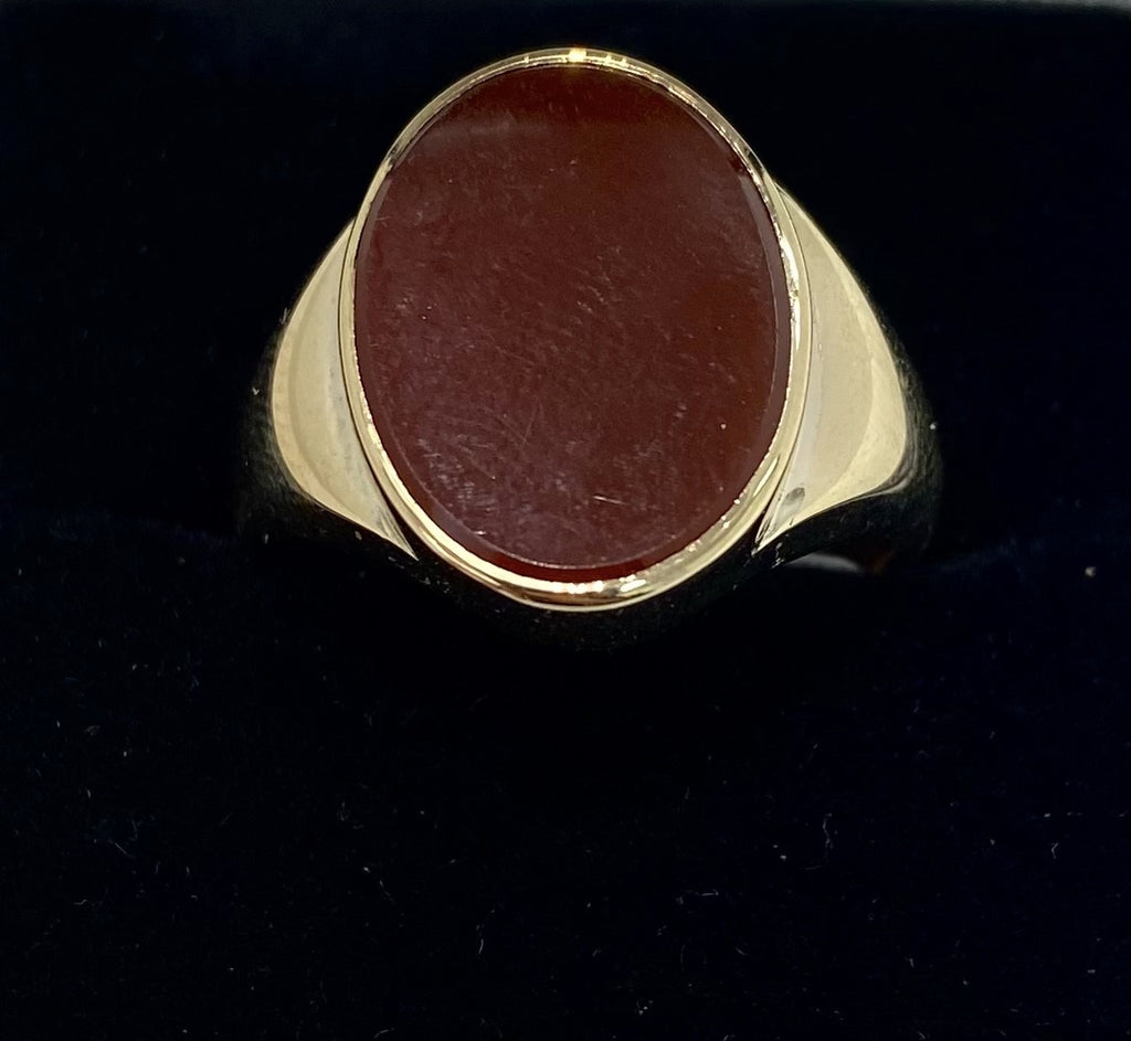 Vintage 9ct Carnelian Oval Signet Ring