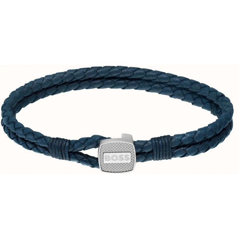 Boss Gents Blue Leather Bracelet