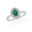 9ct White Gold Emerald & Diamond Cluster Ring