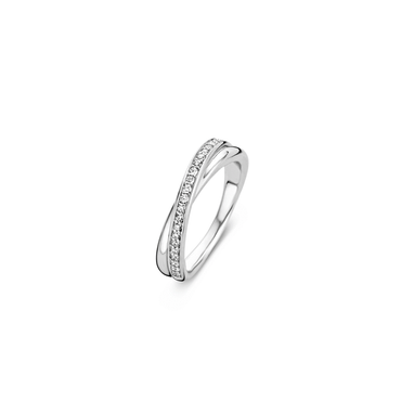 Ti Sento Silver Cubic Zirconia Crossover Ring