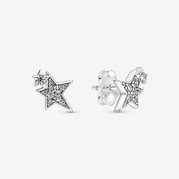 Pandora Sparkling Asymmetric Star Earrings