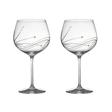 Diamante (Swarovski) - 2 GIN AND TONIC (G&T) COPA GLASSES (Presentation Boxed)