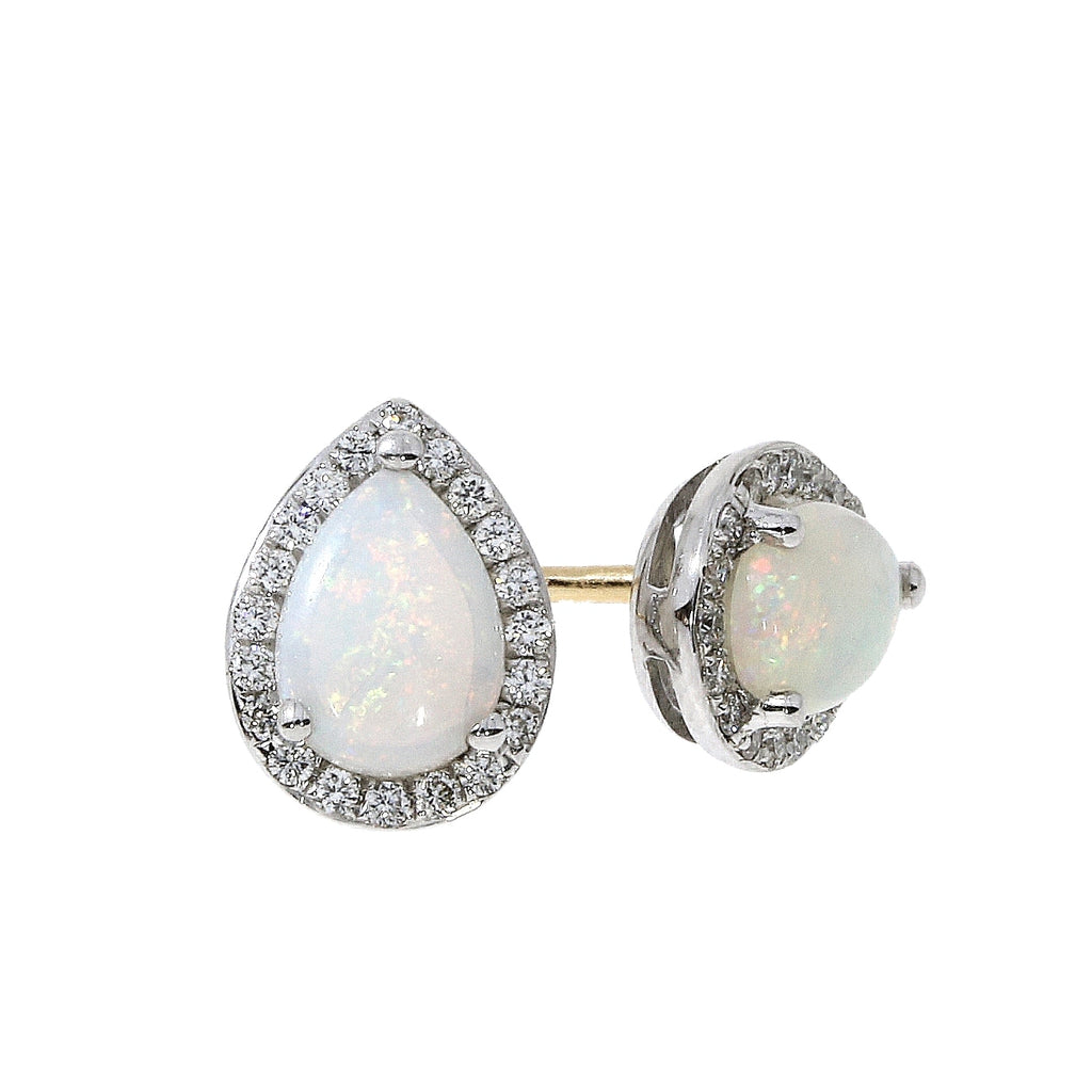 18ct Gold Opal & Diamond Teardrop Earrings