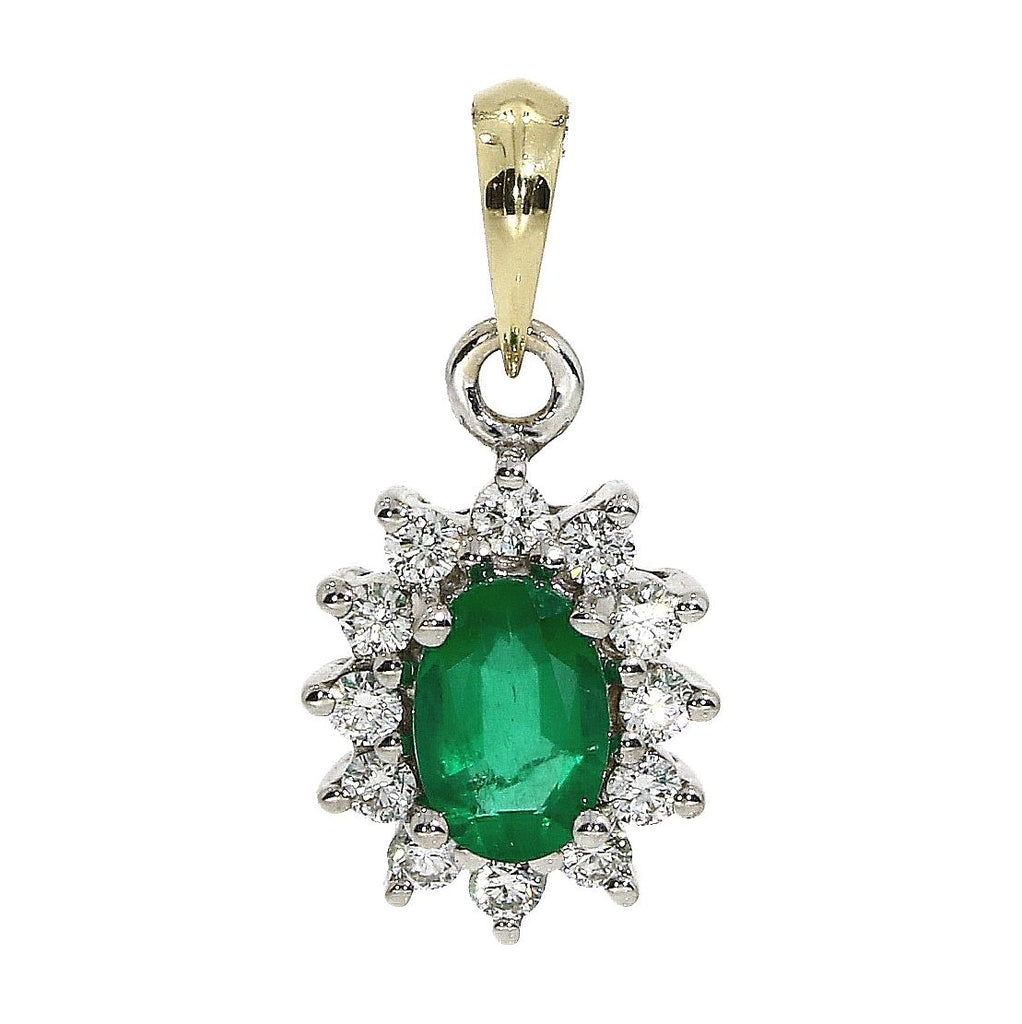 18ct Gold Emerald & Diamond Pendant