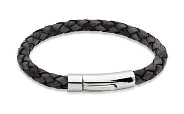 Antique Black Leather Bracelet