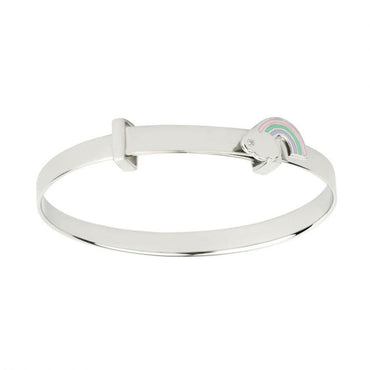 D for Diamond Silver Rainbow bangle