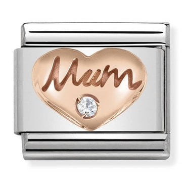 Nomination Rose Gold Mum Heart with CZ Link