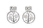 Unique Sterling Silver Tree of Life Earrings with Cubic Zirconia Stones