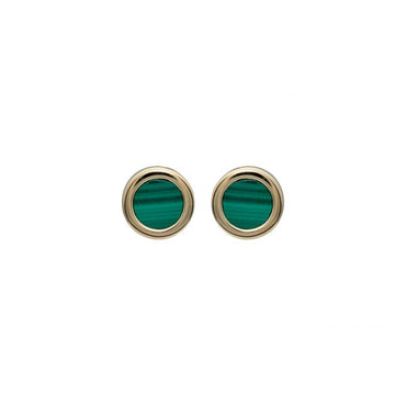 Unique & Co Yellow Gold Plate Malachite Earrings