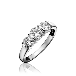 18ct White Gold Diamond Three Stone Ring