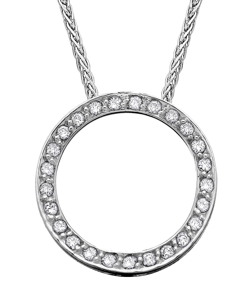 9ct White Gold Diamond Circle Necklet