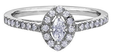 9ct White Gold Diamond Marquise Cluster Ring