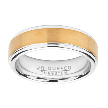 Unique Tungsten & Yellow IP Plating Ring