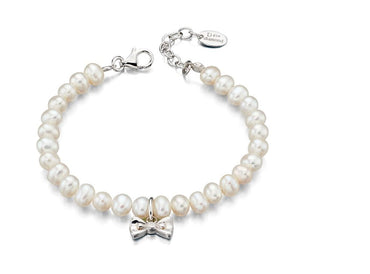 D for Diamond Bow Pearl Bracelet