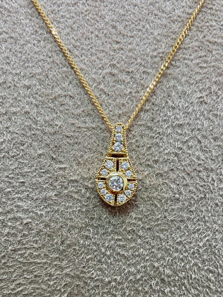 18ct Yellow Gold Diamond Drop Pendant