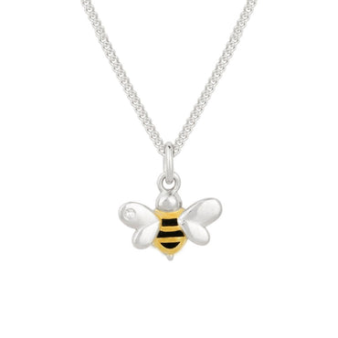 D for Diamond Silver Bee Pendant