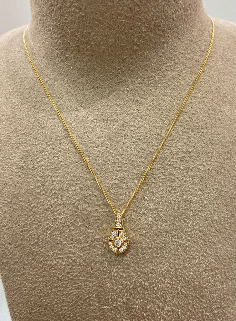 18ct Yellow Gold Diamond Drop Pendant