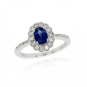 9ct White Gold Sapphire & Diamond Cluster Ring