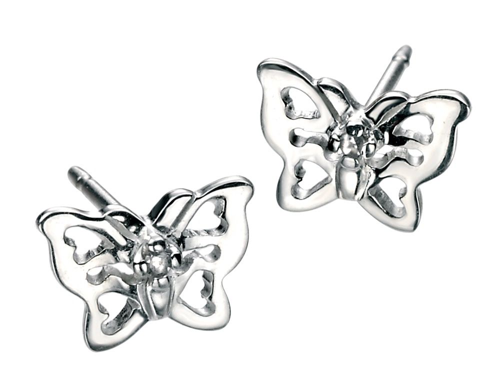 D for Diamond Filigree Butterfly Stud Earrings