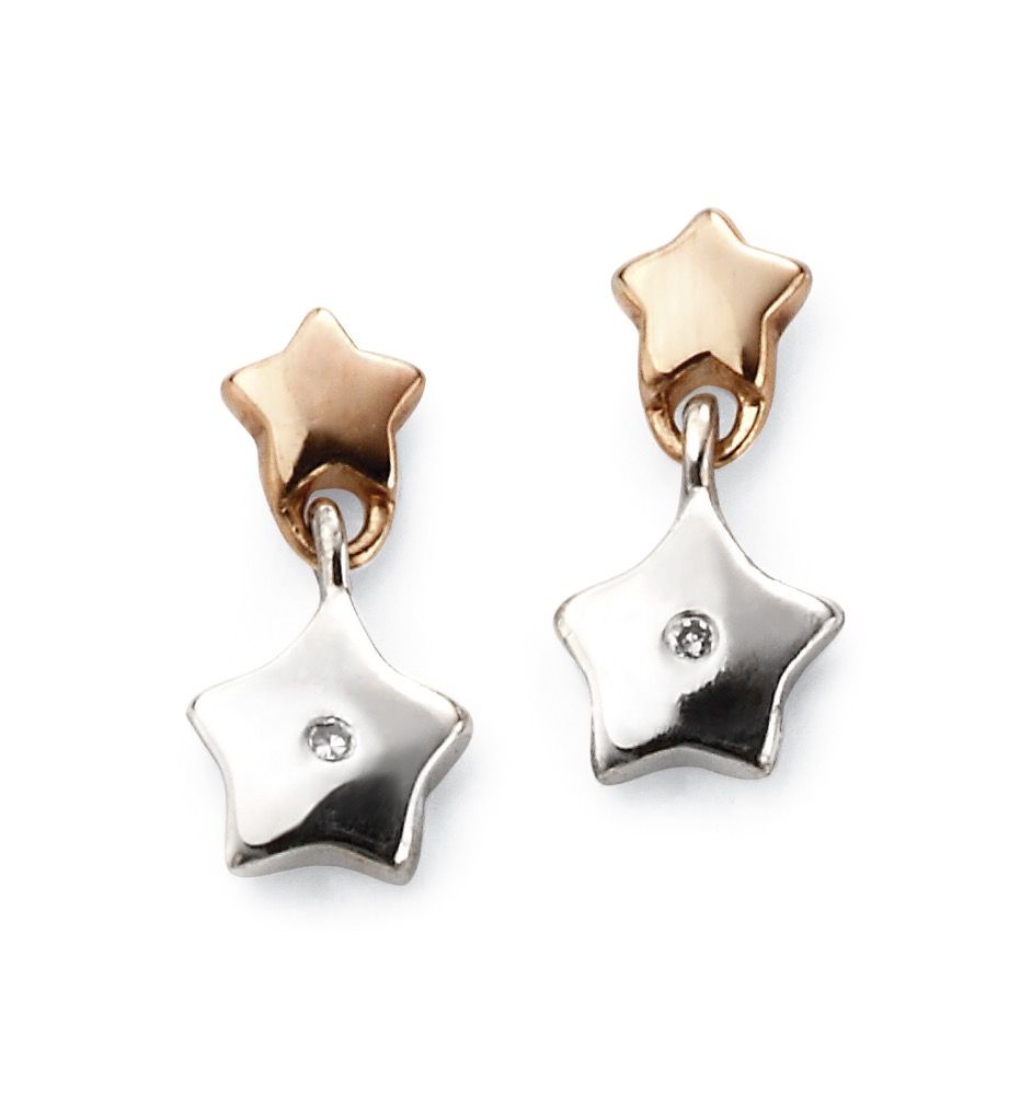 D for Diamond Rose Gold Plated Star Earrings