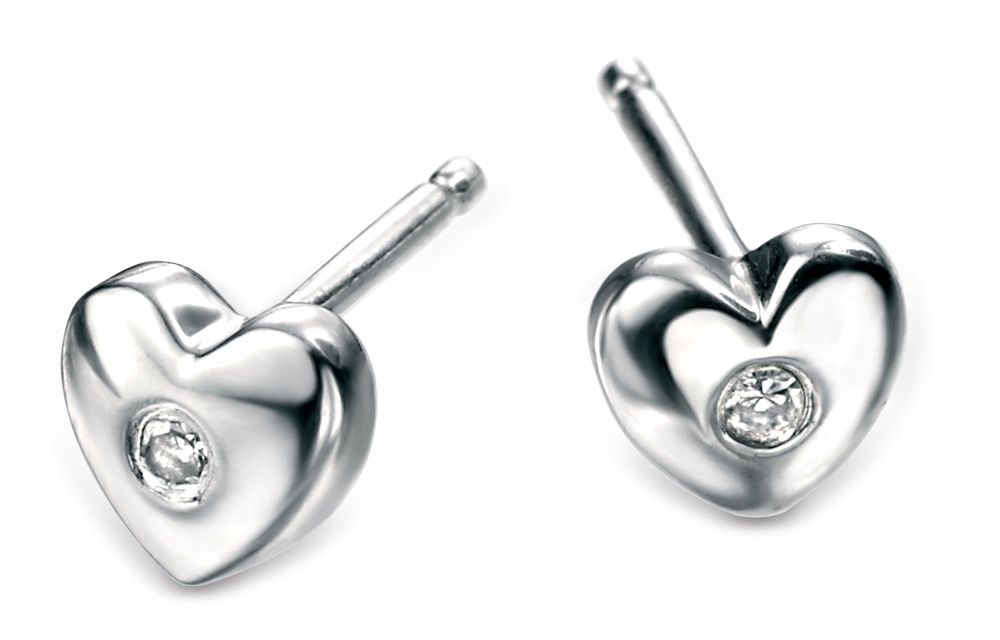 D for Diamond Heart Stud Earrings