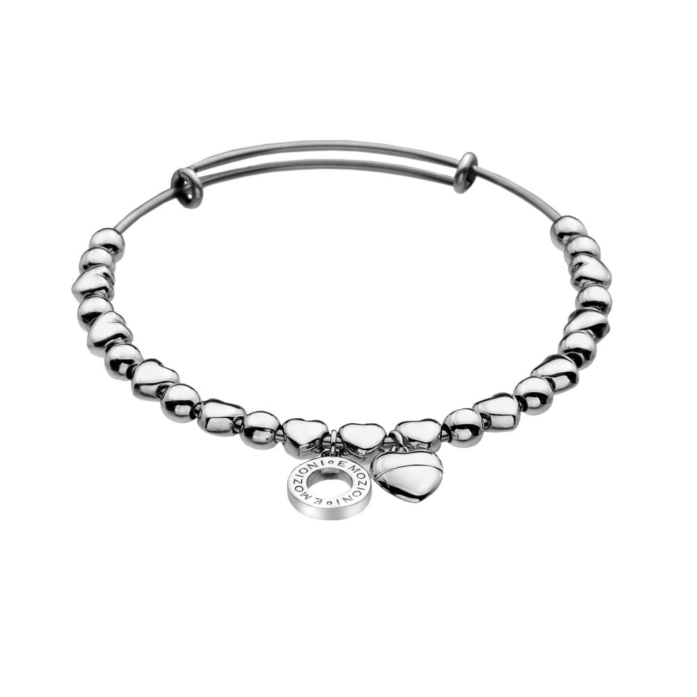 Emozioni Silver Plate Heart Bangle