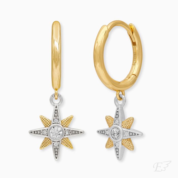 Angel Whisperer Two Tone Star Hoop Earrings