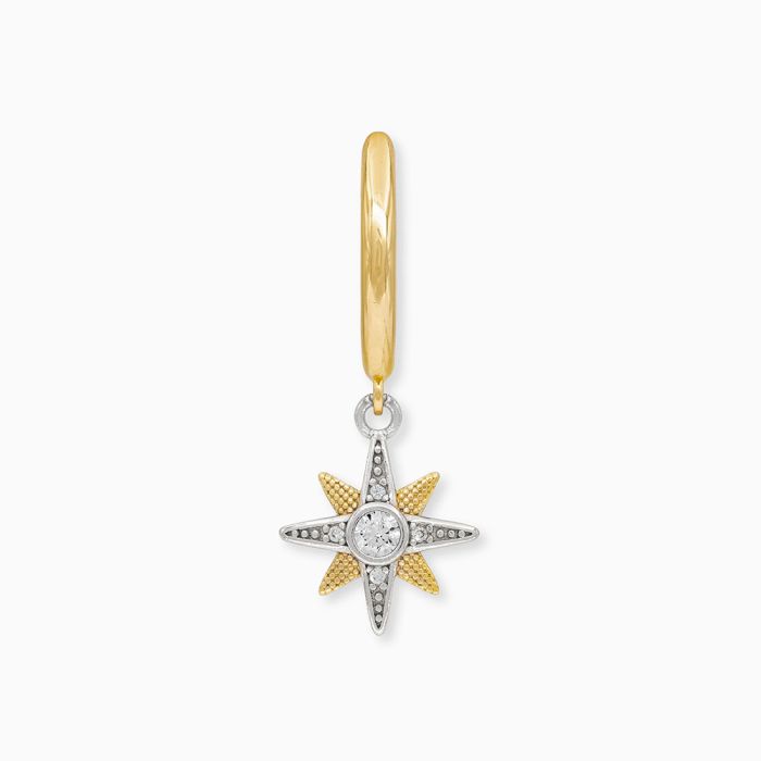 Angel Whisperer Two Tone Star Hoop Earrings