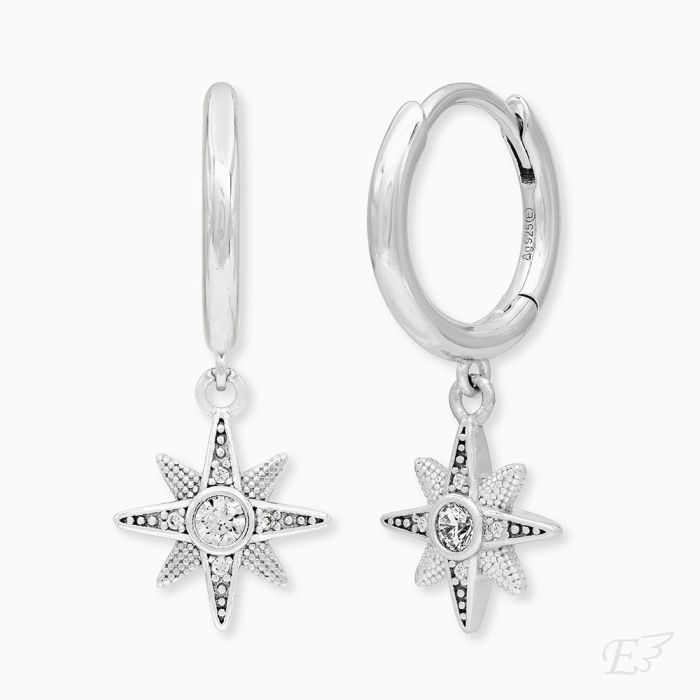 Angel Whisperer Silver Star Hoop Earrings