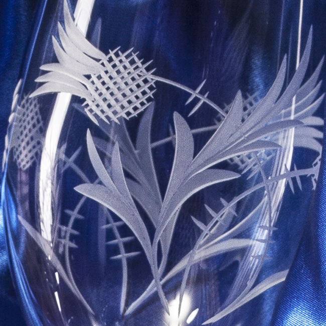 Flower of Scotland (Thistle) - 2 Large Crystal Wine Glasses 216mm (Presentation Boxed)