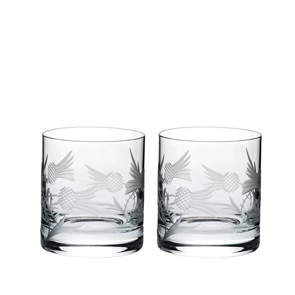 Flower of Scotland (thistle) - 2 Large Tumblers 88mm (Presentation Boxed) | Royal Scot Crystal