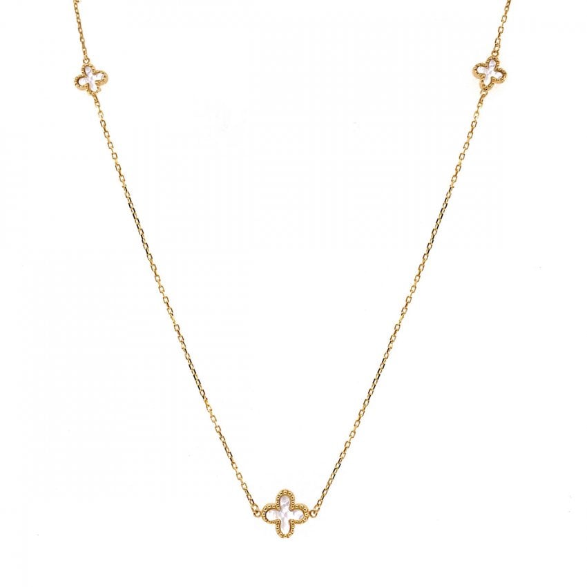 9ct Yellow Gold Clover Necklet