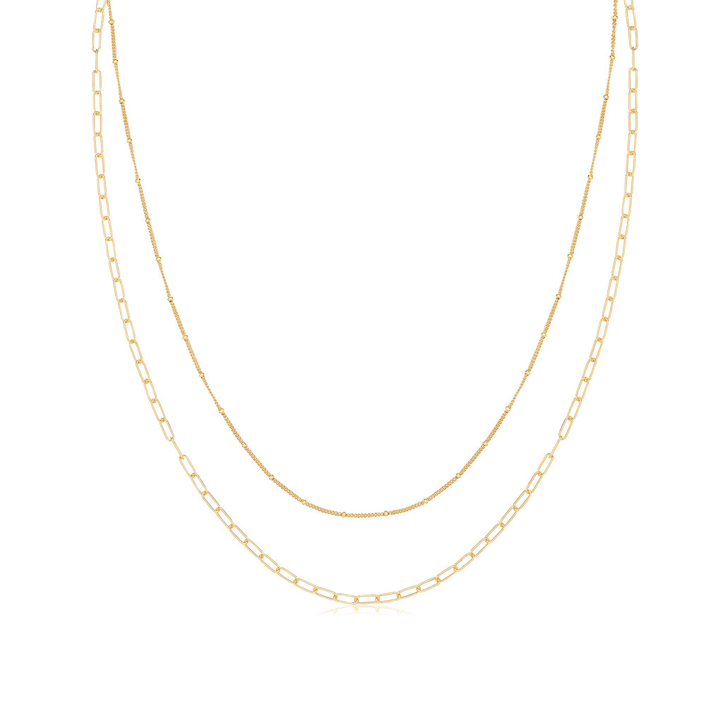 Gold Plate Multi-Chain Necklace