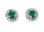 9ct White Gold Emerald Round Earrings with Diamond Edge
