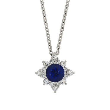 18ct White Gold Sapphire & Diamond Pendant